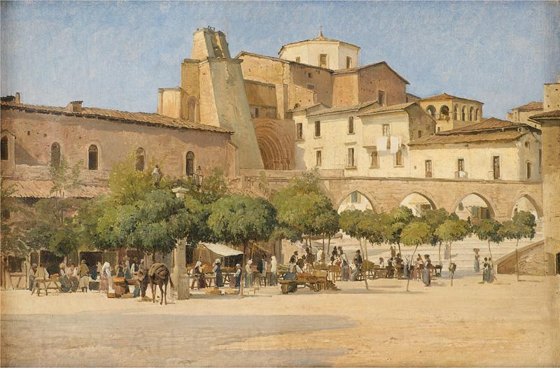 Edvard Petersen Torvet i Sulmona oil painting by Edvard Petersen France oil painting art